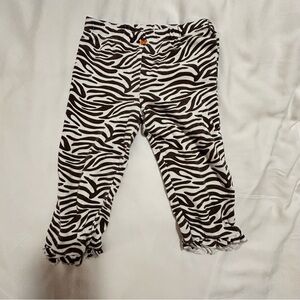Carter's Black and White Zebra Print Pink Bow Leggings Ruffle Hem 18M